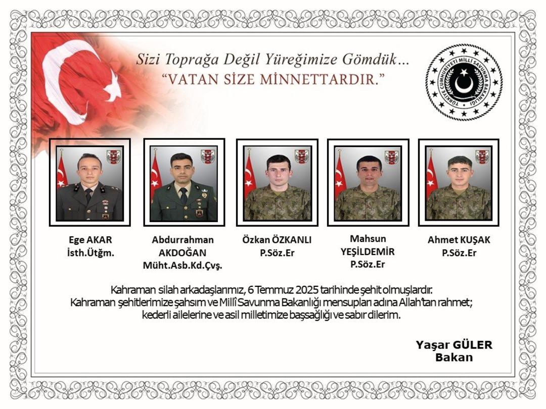 Metan gazı zehirlenmesinde 5 asker öldürüldü! MSB şehitlerin isimlerini açıkladı, acı haberler Baba 2'nin taş ocaklarına ulaştı